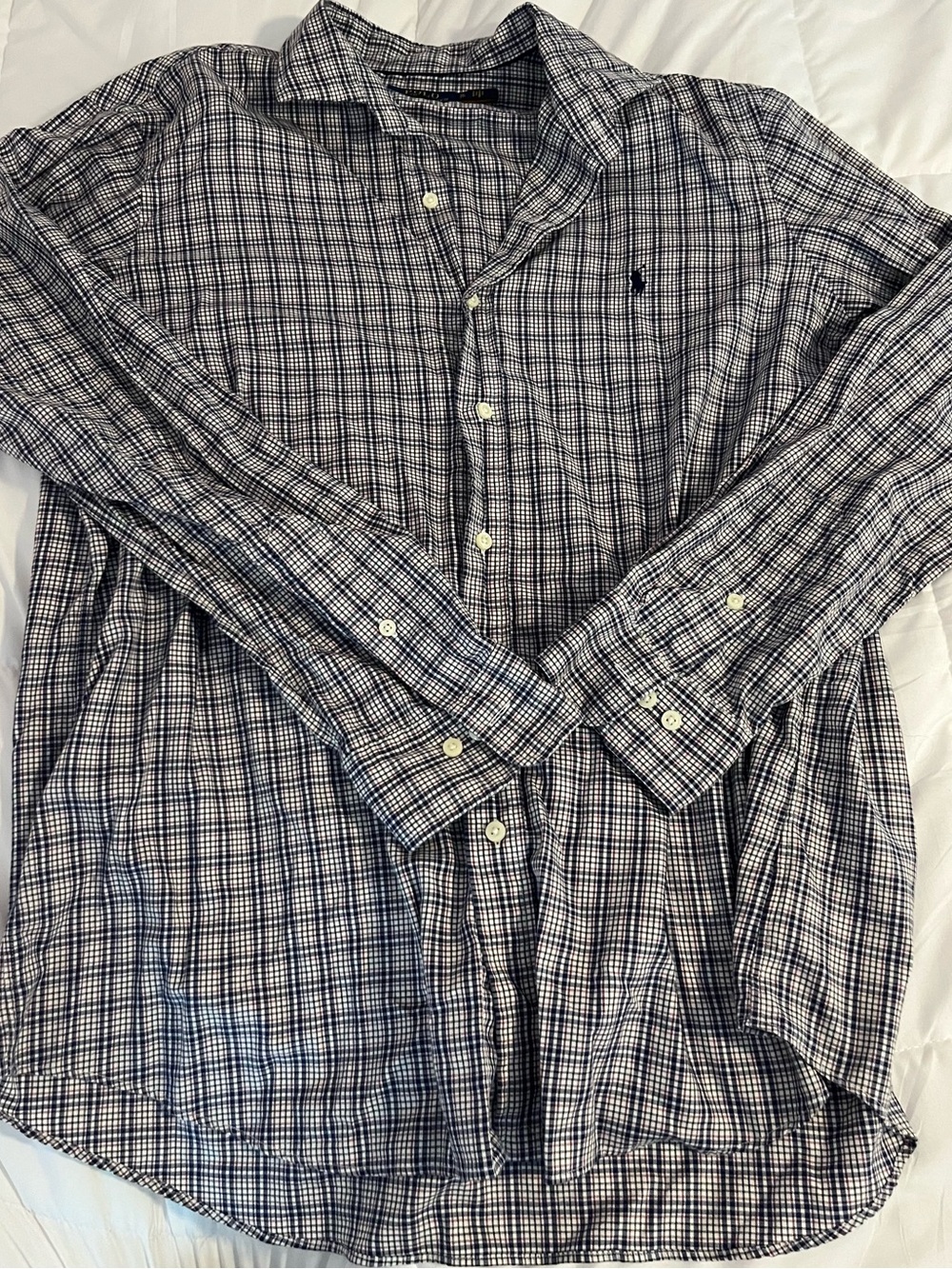 Ralph Lauren Navy and Red Plaid Button-Down Shirt